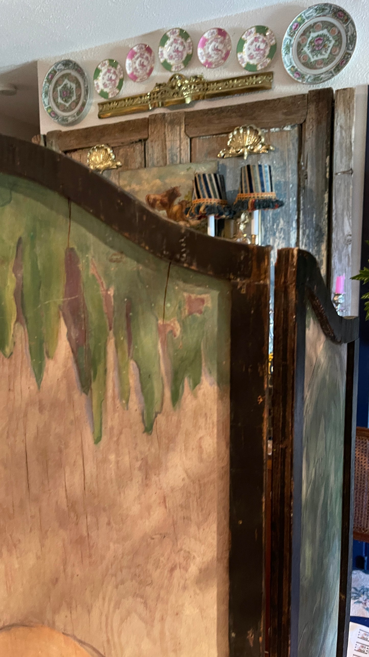 Early 20th Century Hand-Painted Storybook Fireplace Screen with Girl & Geese