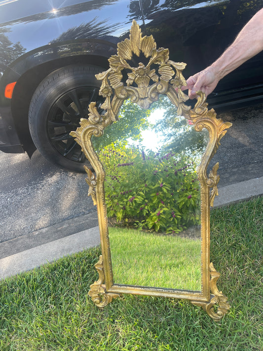 Vintage Italian Giltwood Mirror – Ornately Carved- PRICING SHOWN IS FOR PICK UP. SEE LISTING FOR SHIPPED PRICE
