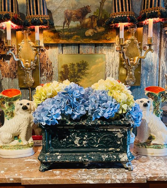 Antique French Cast Iron Rococo Jardinière Planter –Garden Patina