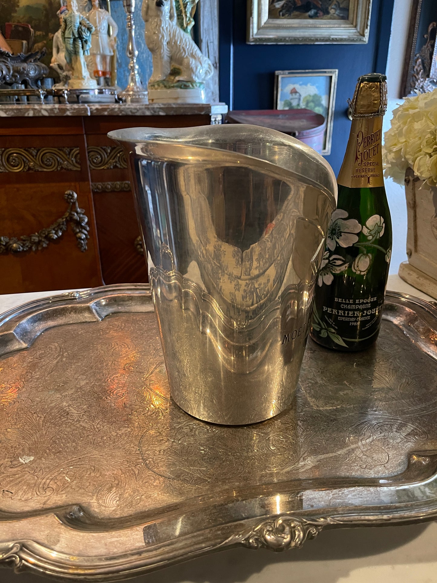 Vintage Moët & Chandon Champagne Urn, French Aluminum Ice Bucket | Iconic Champagne House Display Piece