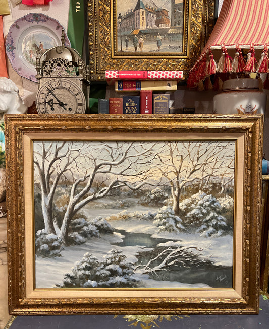 John French (1936-2022) Painting, Snowy West Texas Landscape, Texas Art, Galleried and Listed Artist