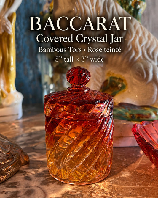 Baccarat Swirl Rose-Tinted Crystal Covered Vanity Jar