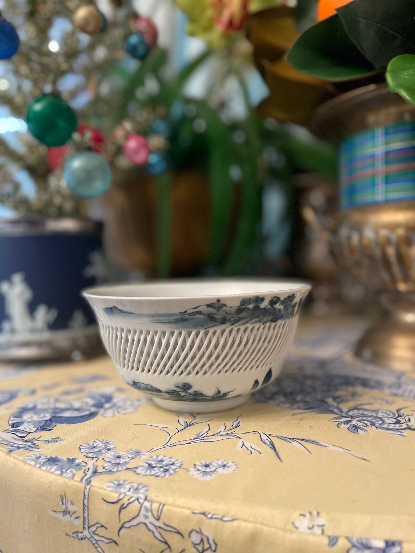 Vintage Blue and White Imari Bowl