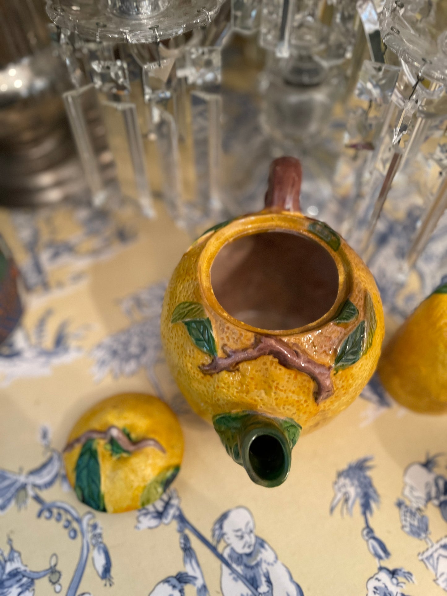 Vintage Majolica Lemon Tea Set, Made in Japan