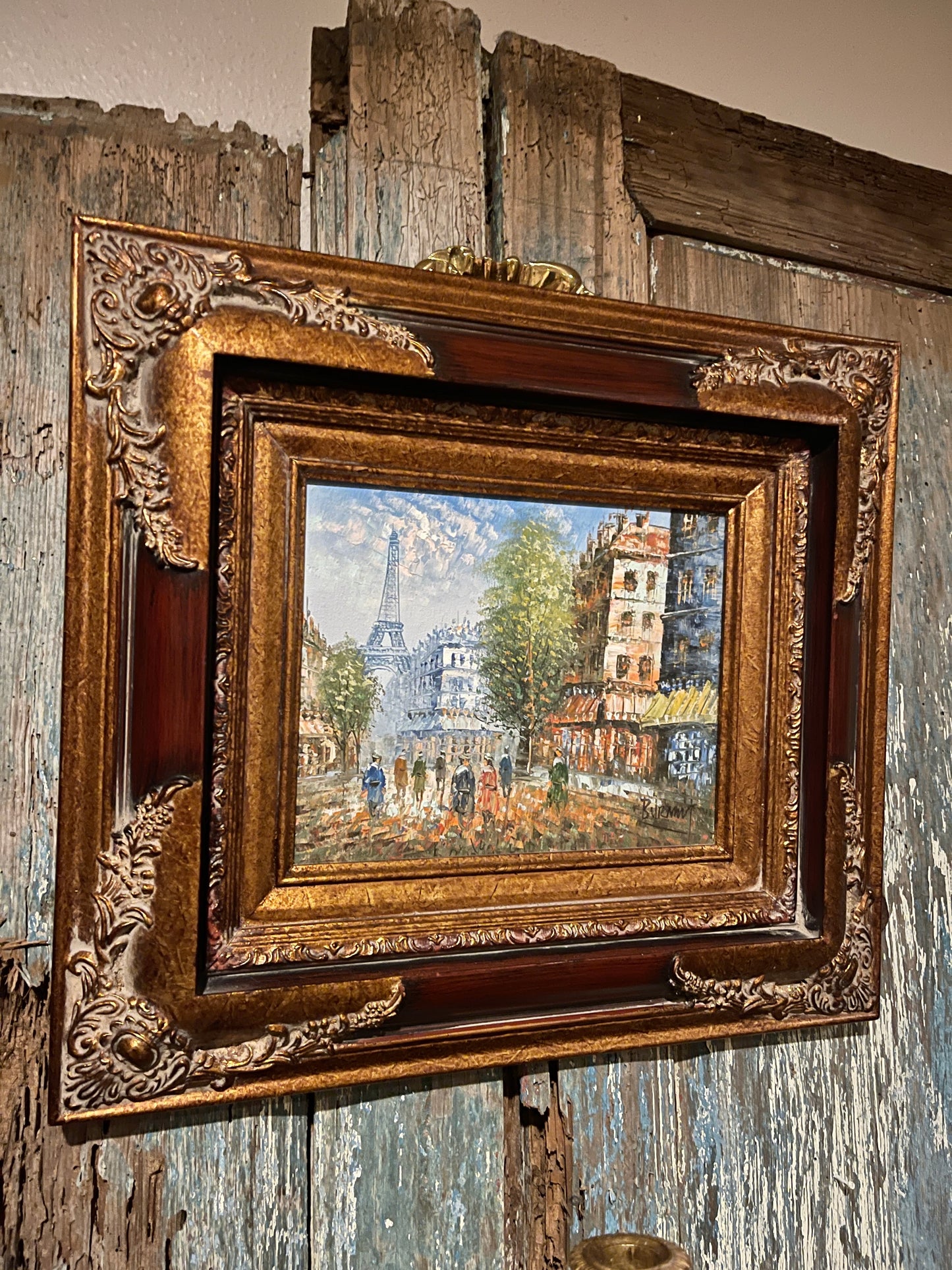 Vintage Paris Painting, Caroline Burnett Eiffel Tower Original Oil Painting, Artist Signed