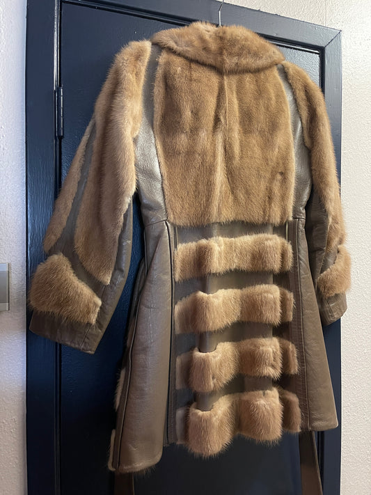 Vintage Estate Leather and Mink Jacket with Chinoiserie Lining