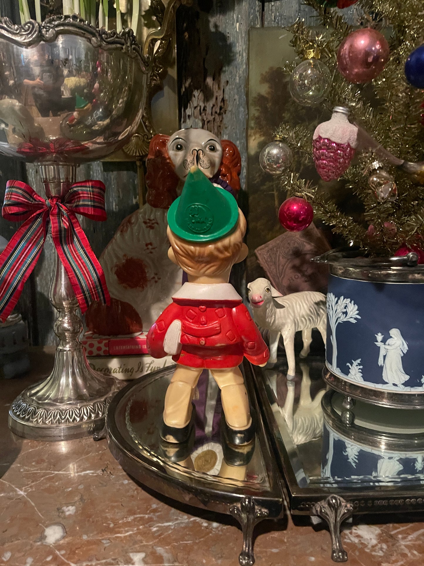 Vintage Italian Mid-Century Rubber Pinocchio Figurine — Hand-Painted, Storybook Charm, 1960s