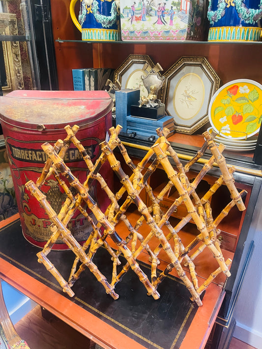 Vintage Scorched Bamboo Expandable Wine Rack – Holds 11 Bottles