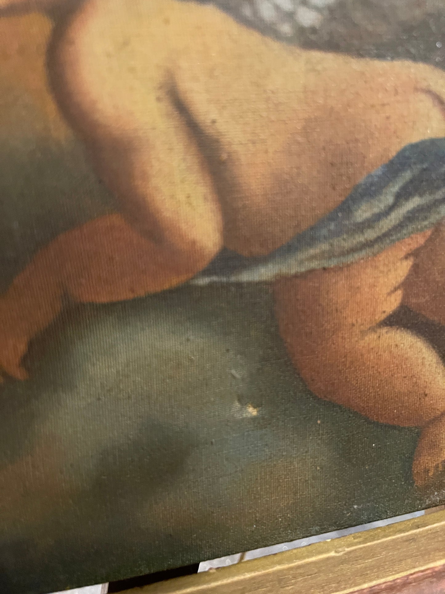 Antique Cherub Oil Painting, Late 19th–Early 20th Century | Old-World Putti Art in Deep Wood Frame