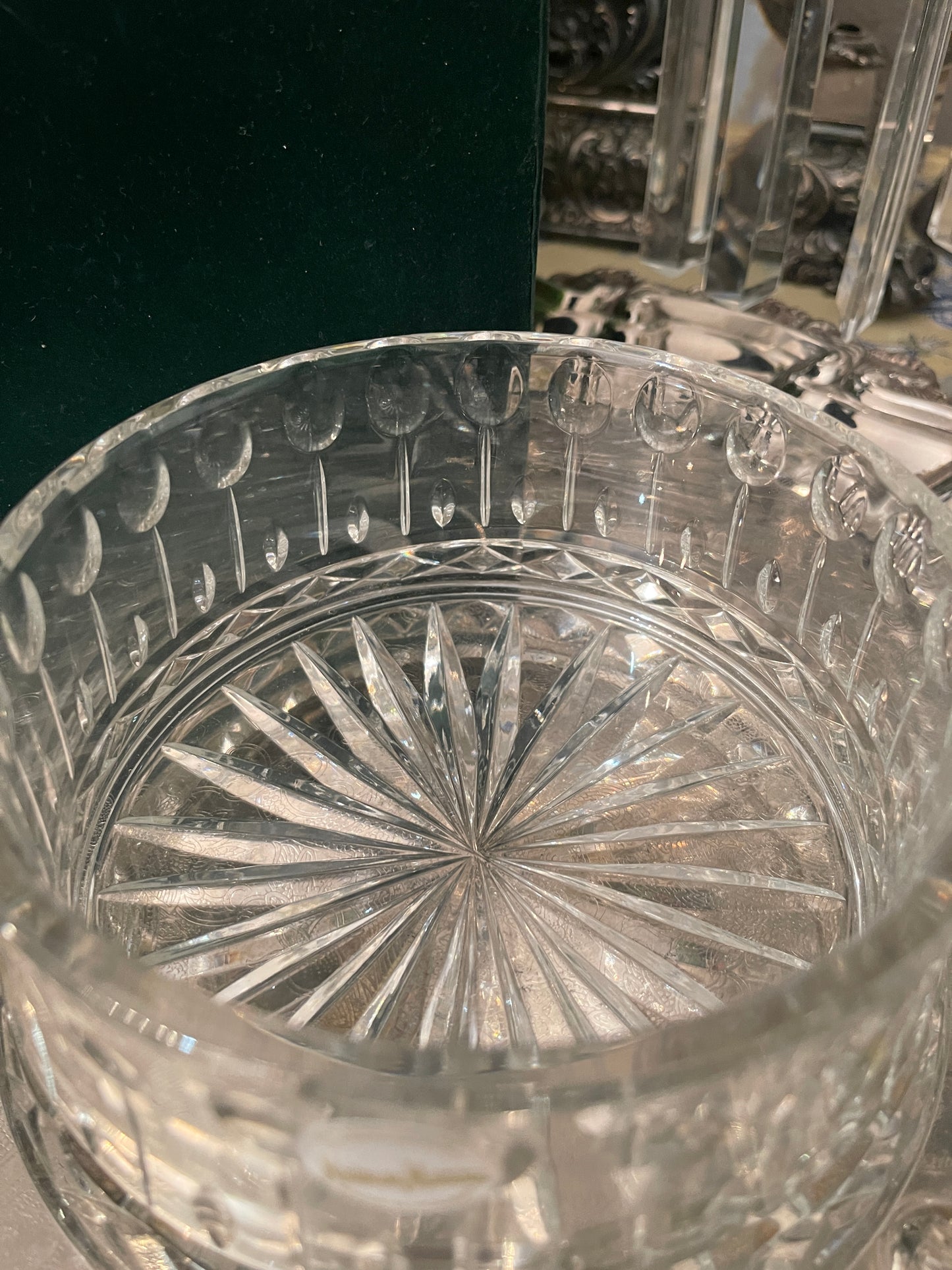 Neiman Marcus Cut Polish Crystal Bowl in Iconic Green Box