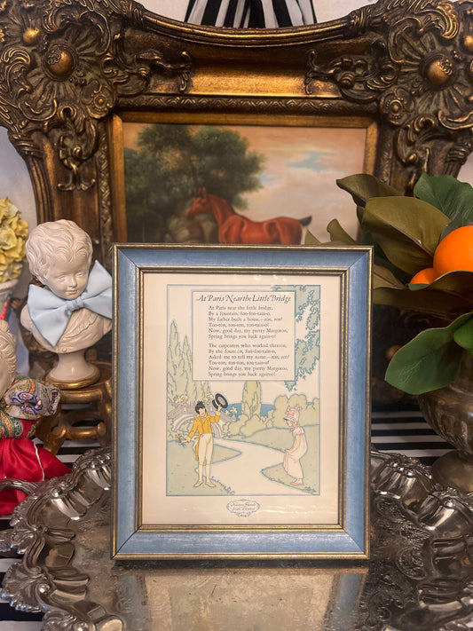At Paris Near the Little Bridge, Nursery Rhymes from France, Framed Bookplate