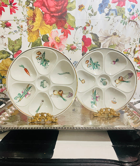 Louis Lourioux Le Foune Oyster Plates, French Oyster Plates, Set of Two Oyster Plates, Cauliflower Set