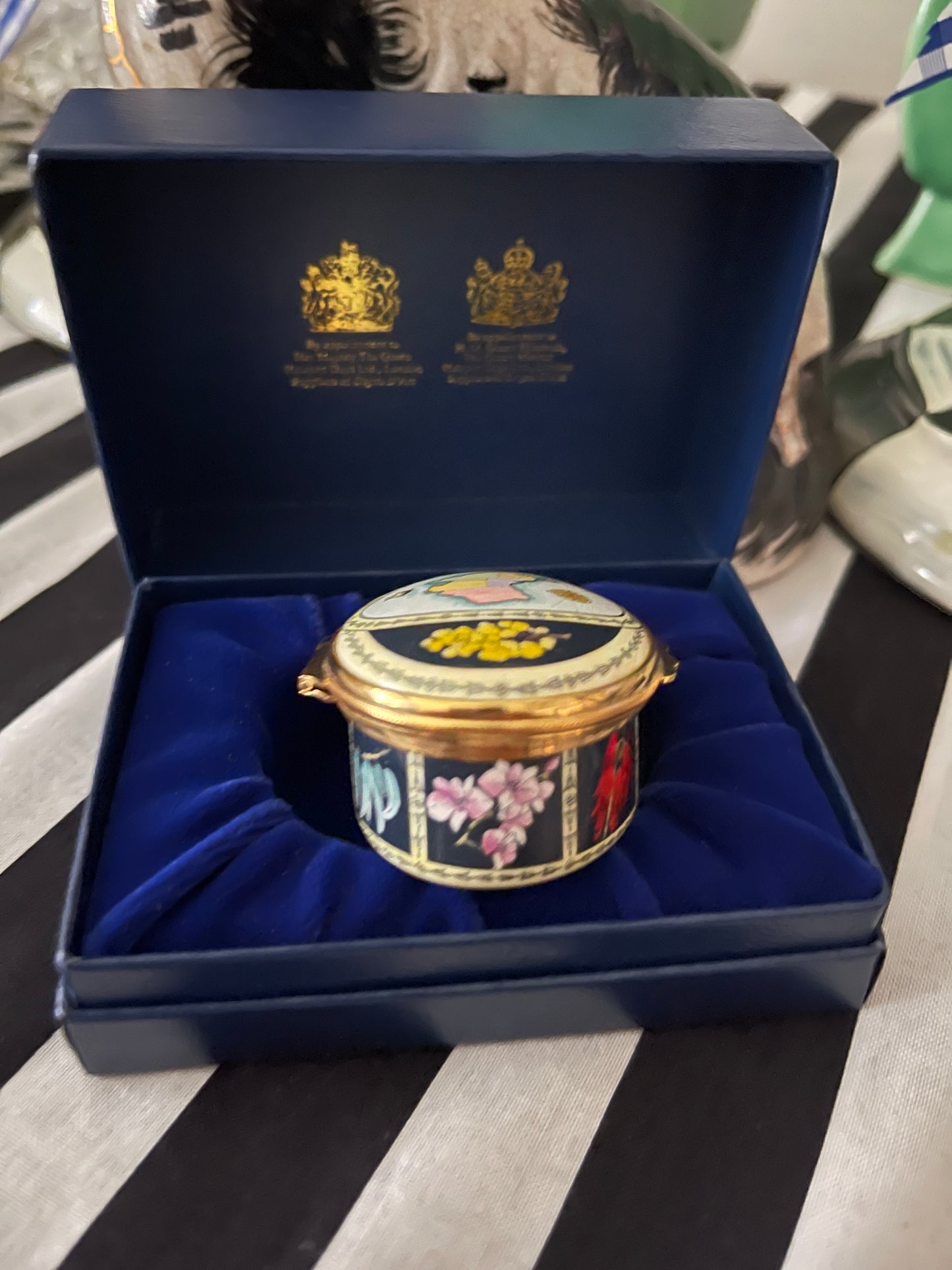 Halcyon Days Enameled Box Commemorating the Australian Bicentenary 1788 -1988 , Made in England, Original Box