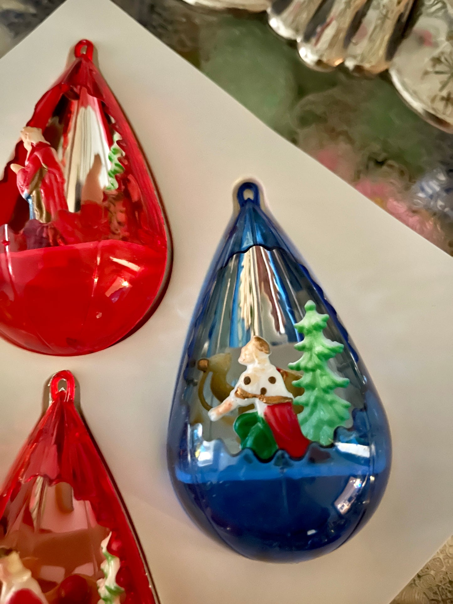 Vintage Jewel Brite Nativity Ornament Set, Set of Four in Original Box, Three Kings, Holy Family