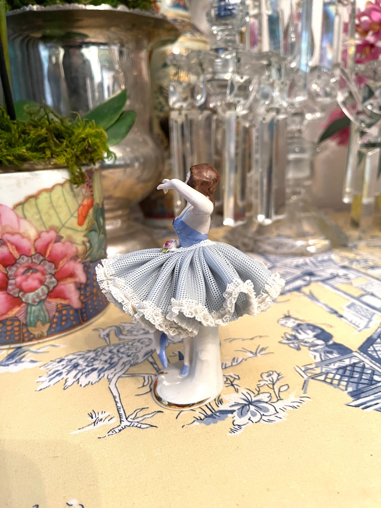 Dresden Ballerina, Vintage Shelf Decor, Blue and White Nursery Decor