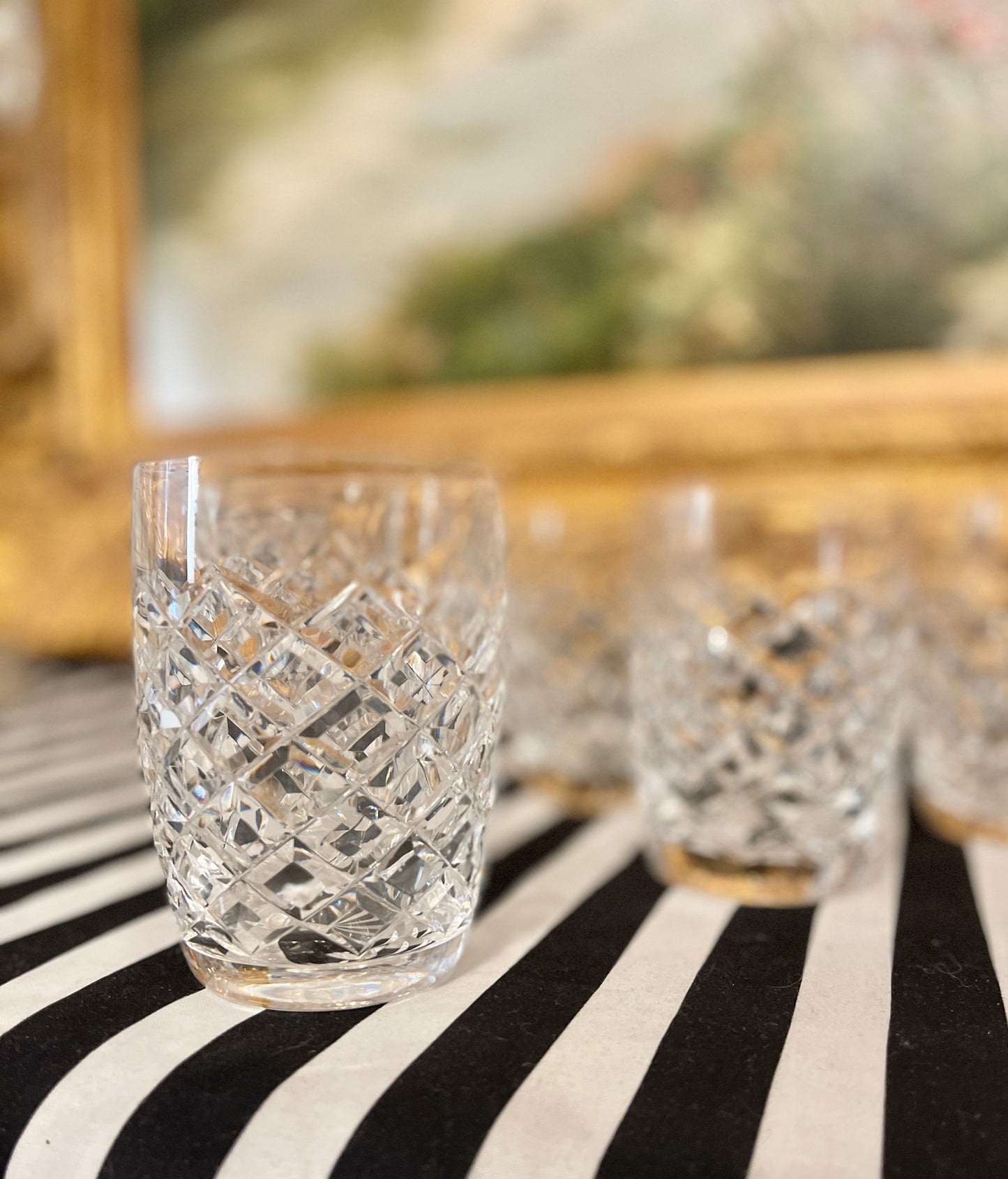 Vintage Waterford Crystal Comeragh Double Old Fashioned Tumbler Glasses, Sold in Pairs