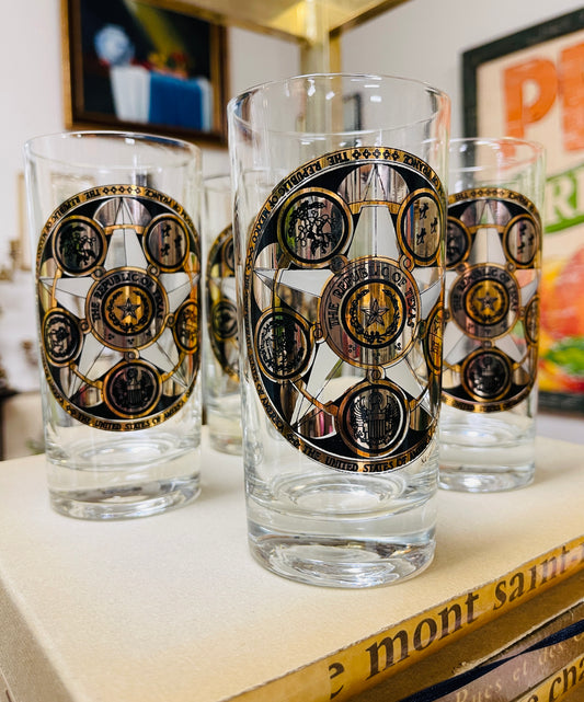 Vintage Neiman Marcus ‘Six Flags Over of Texas’ Highball Glasses, Set of Four