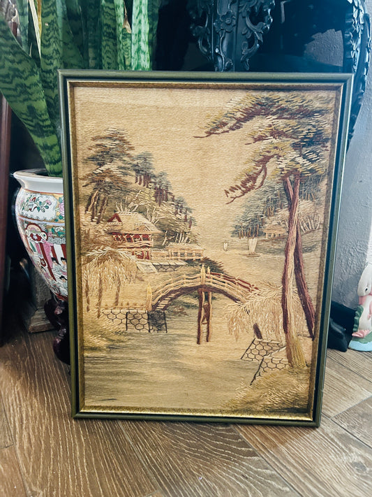 Mid Century Chinoiserie Crewel