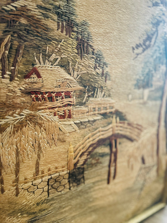Mid Century Chinoiserie Crewel