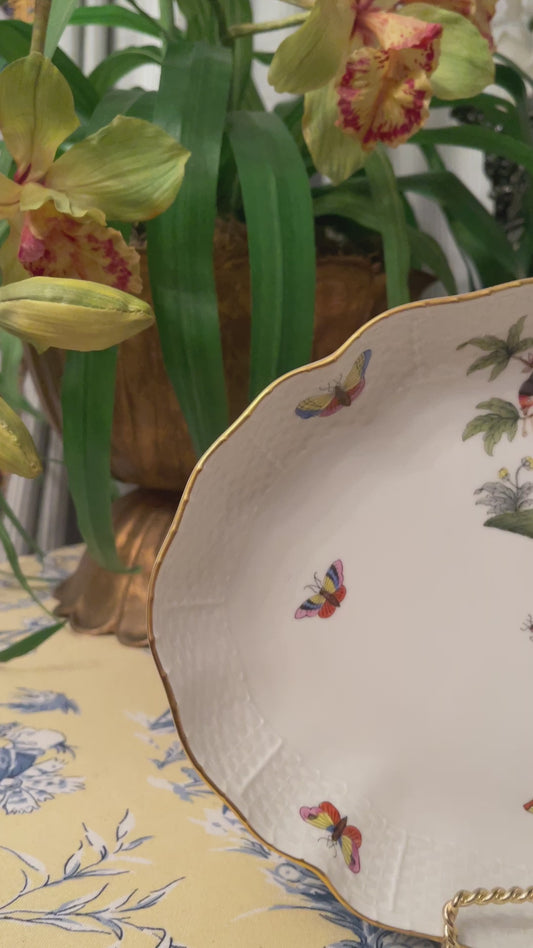 Vintage Herend Rothschild Bird Oval Dish, Hand Painted