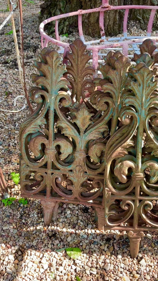 Vintage Cast Iron Garden Edging Panel, Fourteen Available, Heirloom Garden Decor, Estate Garden Decor