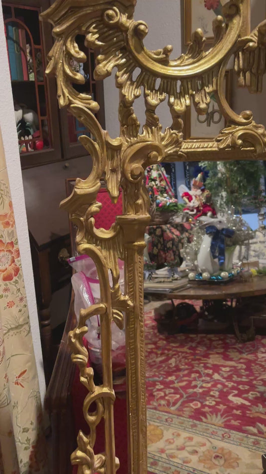 Vintage Chinese Chippendale Pagoda Mirror, Hollywood Regency • Palm Beach • Grandmillennial Style