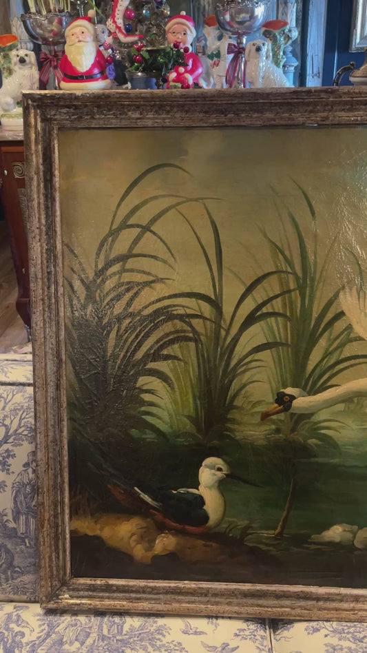 “White Swan” After Ira Monte (b.1918) , 32” x 48” , Vintage Heirloom Artwork