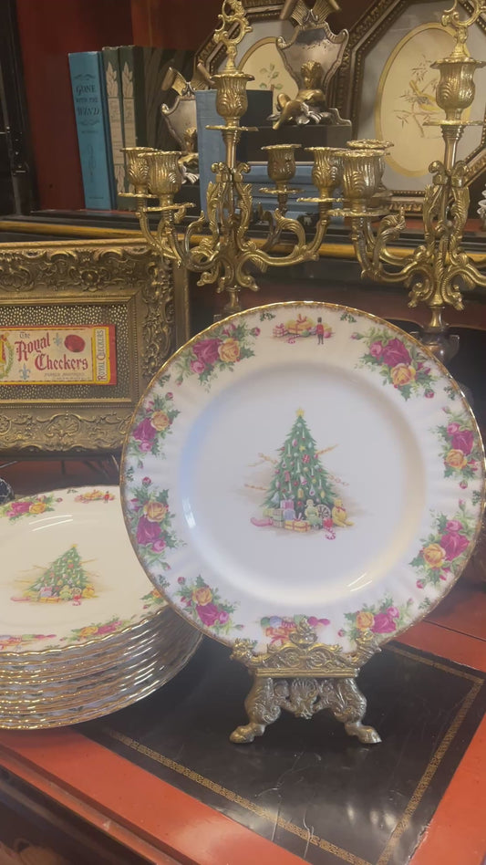 Vintage Royal Albert Christmas Magic Old Country Rose 10.5” Dinner Plates- Set of Two- Six Sets  Available