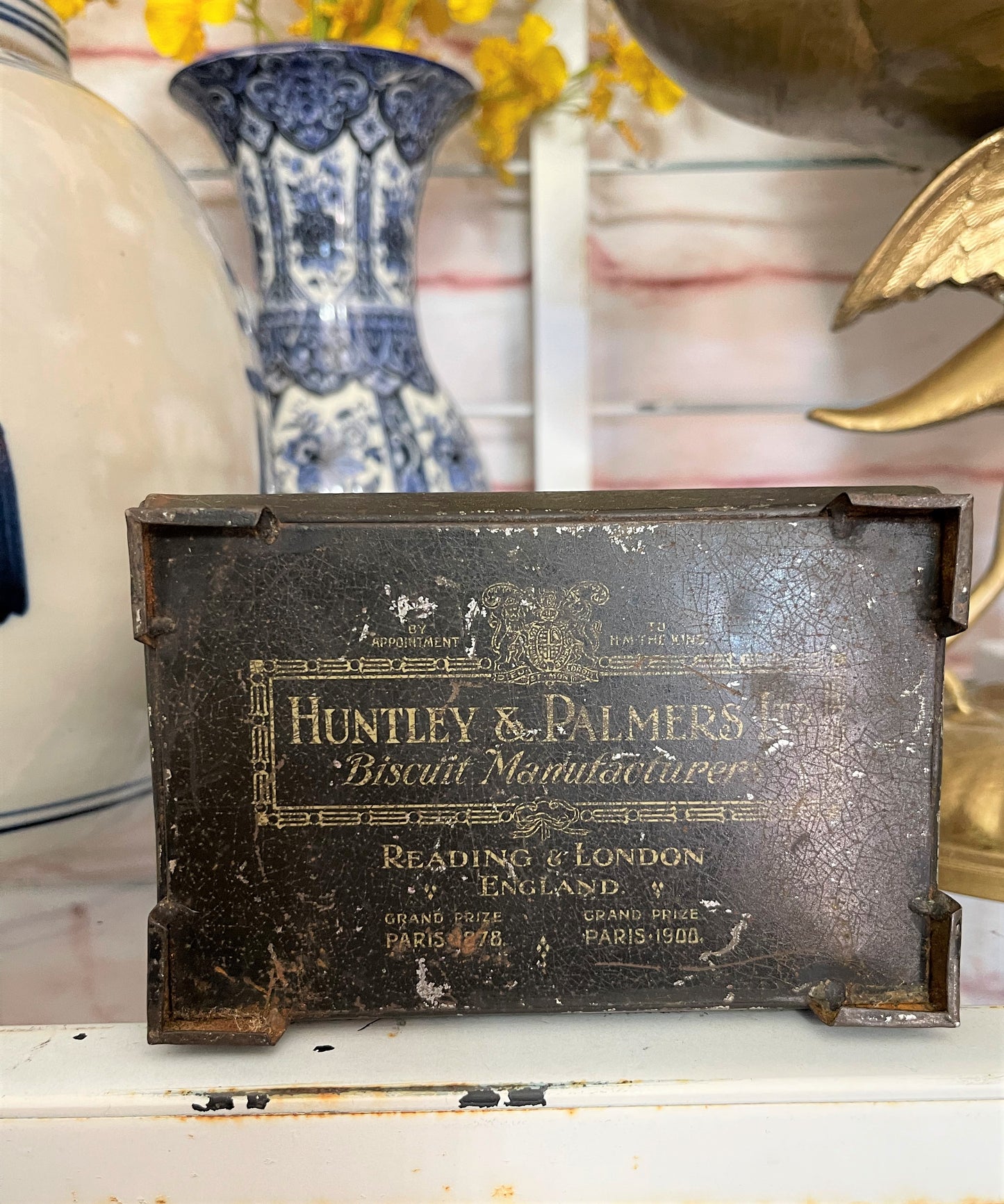 Huntley & Palmers Chinoiserie Double Crane Biscuit Tin, Antique