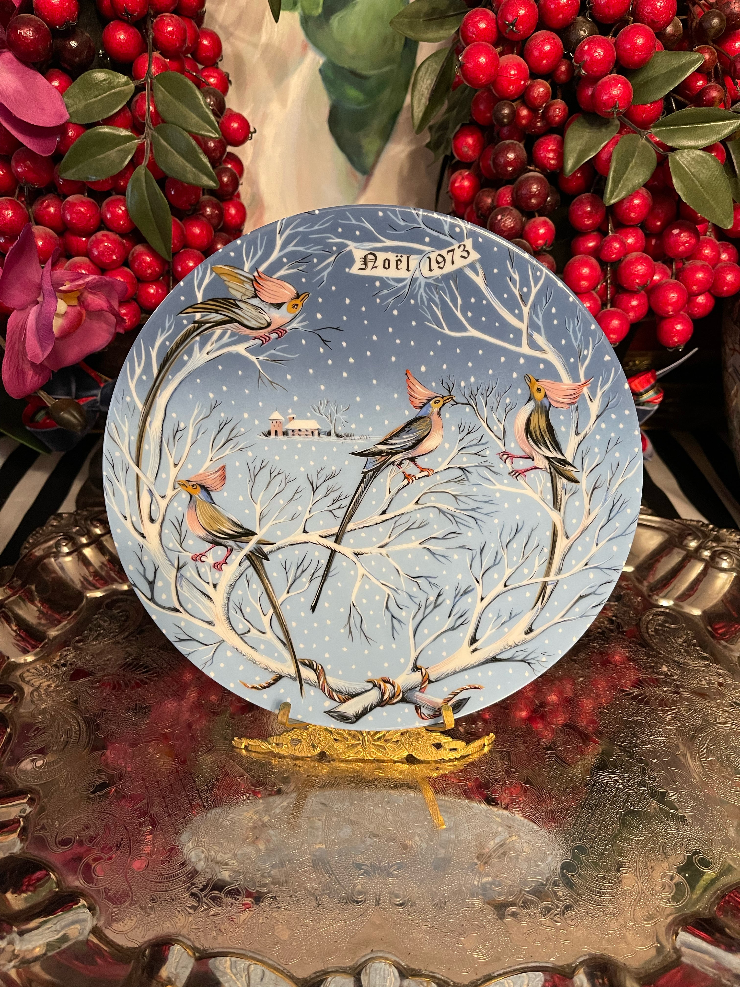 Four Colling Birds of The Twelve Days of Christmas Plate by Haviland L Under The Copper Roof