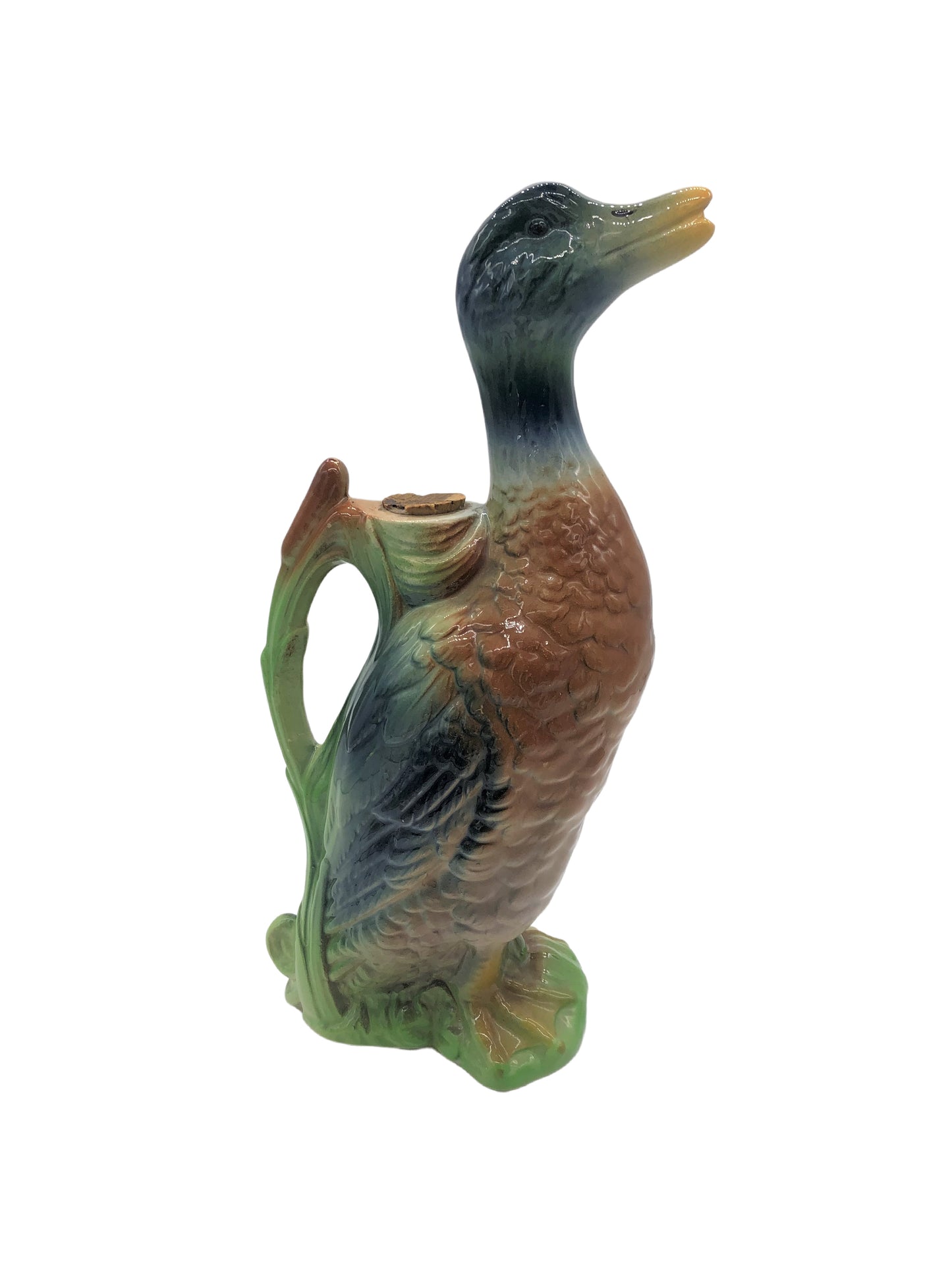 Vintage Majolica Duck Carafe, Pitcher, France
