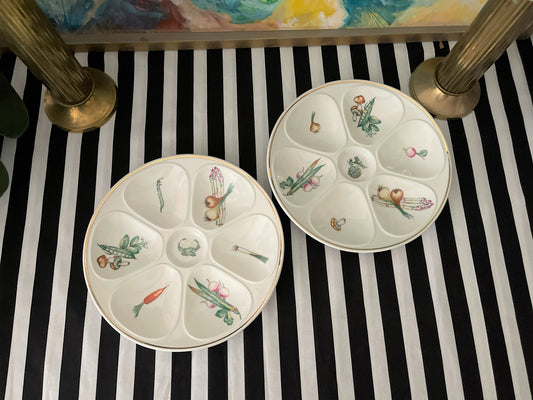 Louis Lourioux Le Foune Oyster Plates, French Oyster Plates, Set of Two Oyster Plates, Cauliflower Set