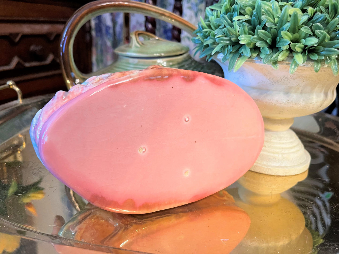 Pink Parakeet Planter/Dish, Vintage Pottery