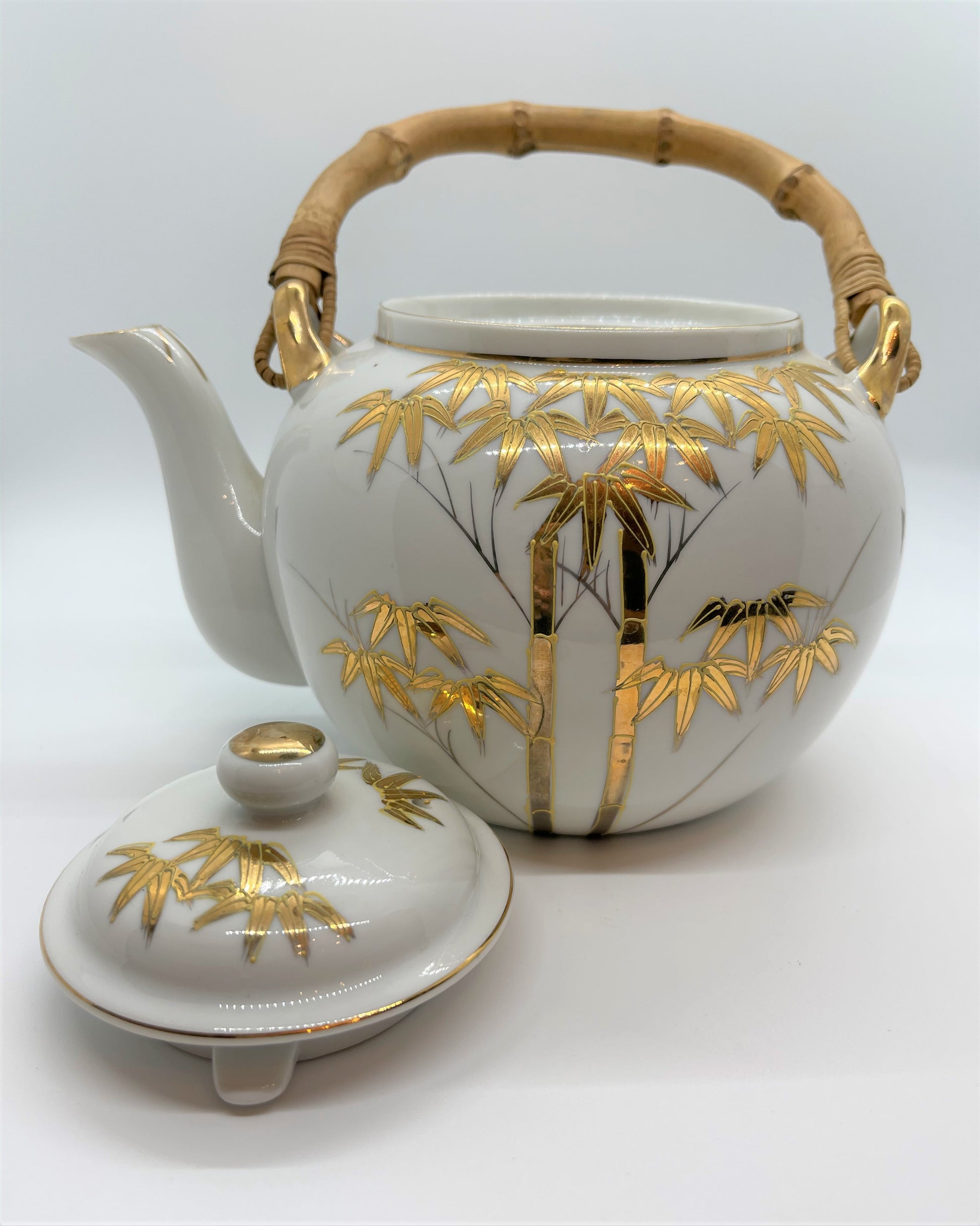 Japanese Gold And White Tea Cup And Saucer Gold Bamboo Design