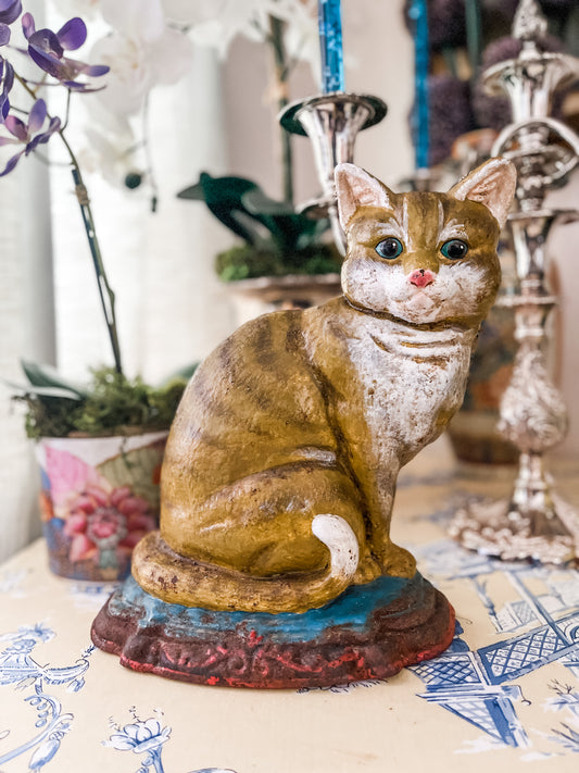 Large Vintage Cast Iron Cat Doorstop,