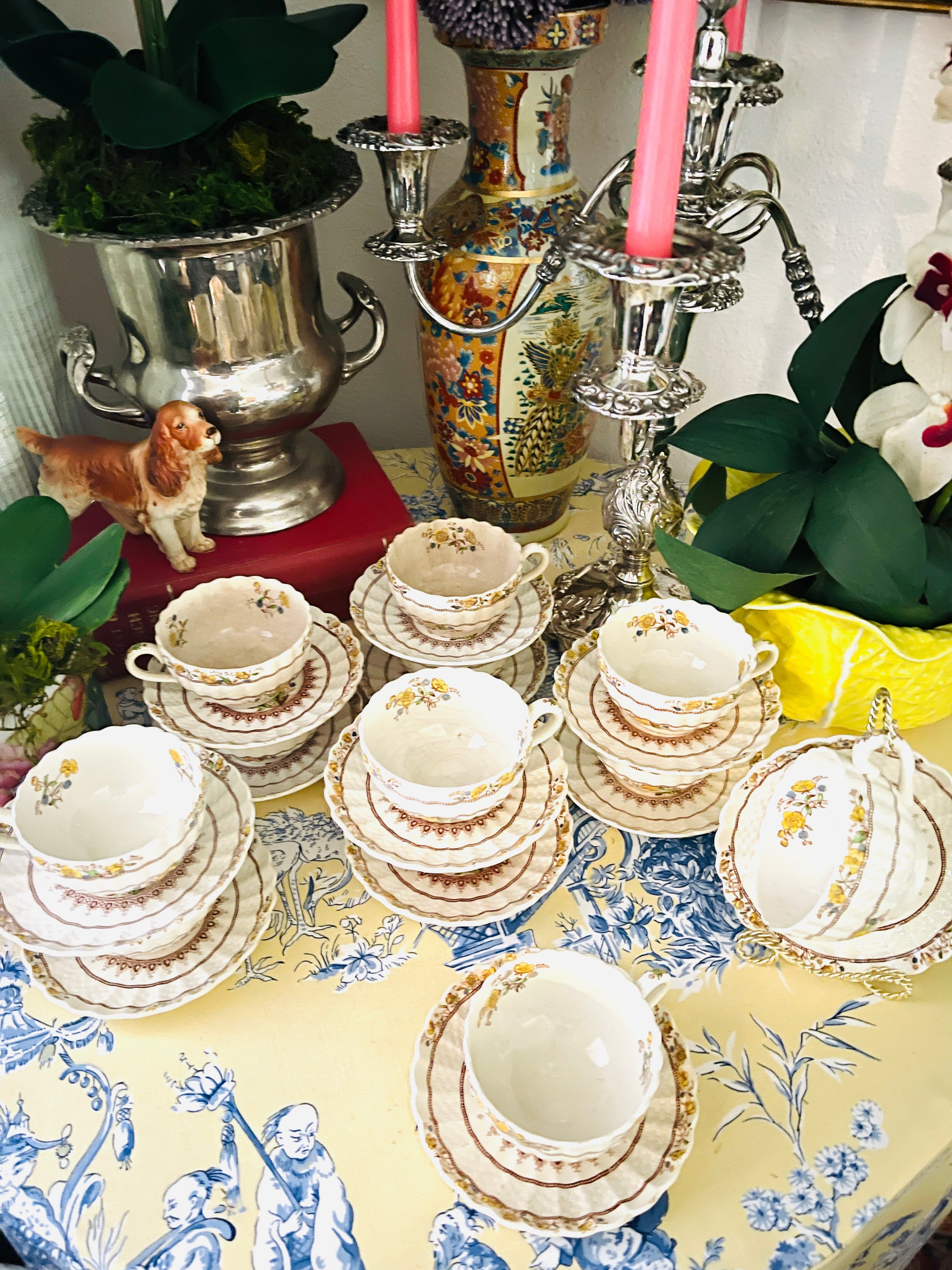 Vintage Copeland Spode Buttercup Cup and Saucer Set-Set includes 6 cup –  Under The Copper Roof