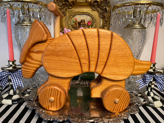 Solid Wood Hand Crafted Ride-On Armadillo