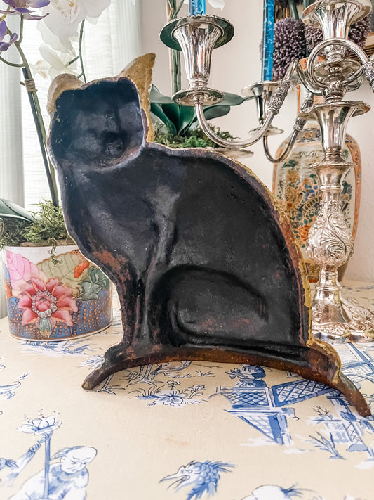 Large Vintage Cast Iron Cat Doorstop,