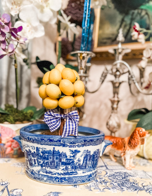 Victoria Ware Ironstone Foot Bath/ Planter, Blue and White