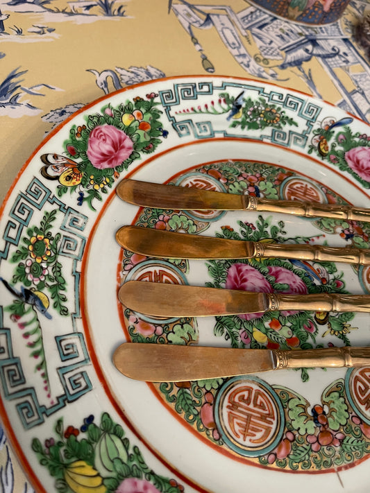 Vintage Bronze Chinoiserie Bamboo Spreaders