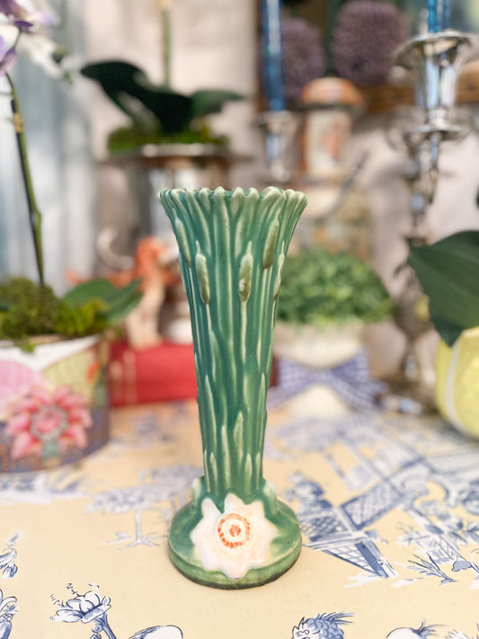 Weller Pottery Ardsley Lily Pad Vase, Water Lily and Cattails, and White