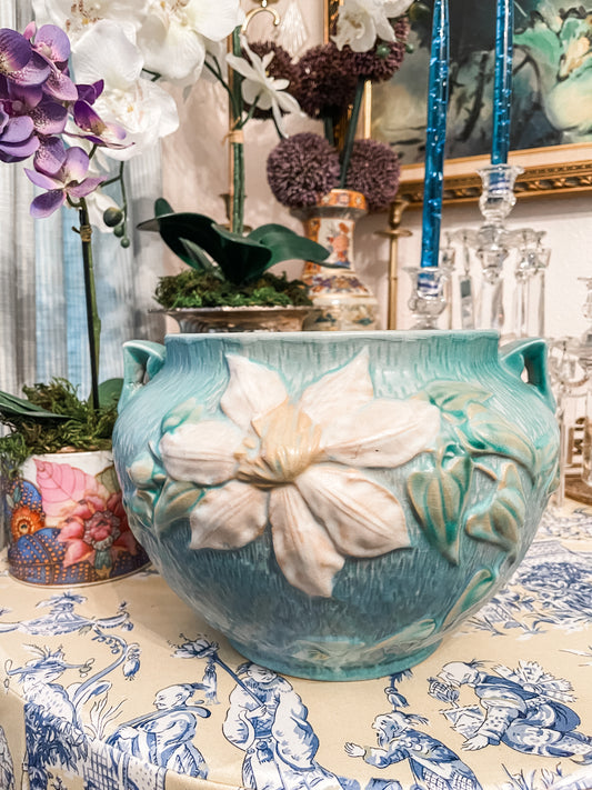 Roseville Clematis Jardinière, Vintage Roseville Pottery