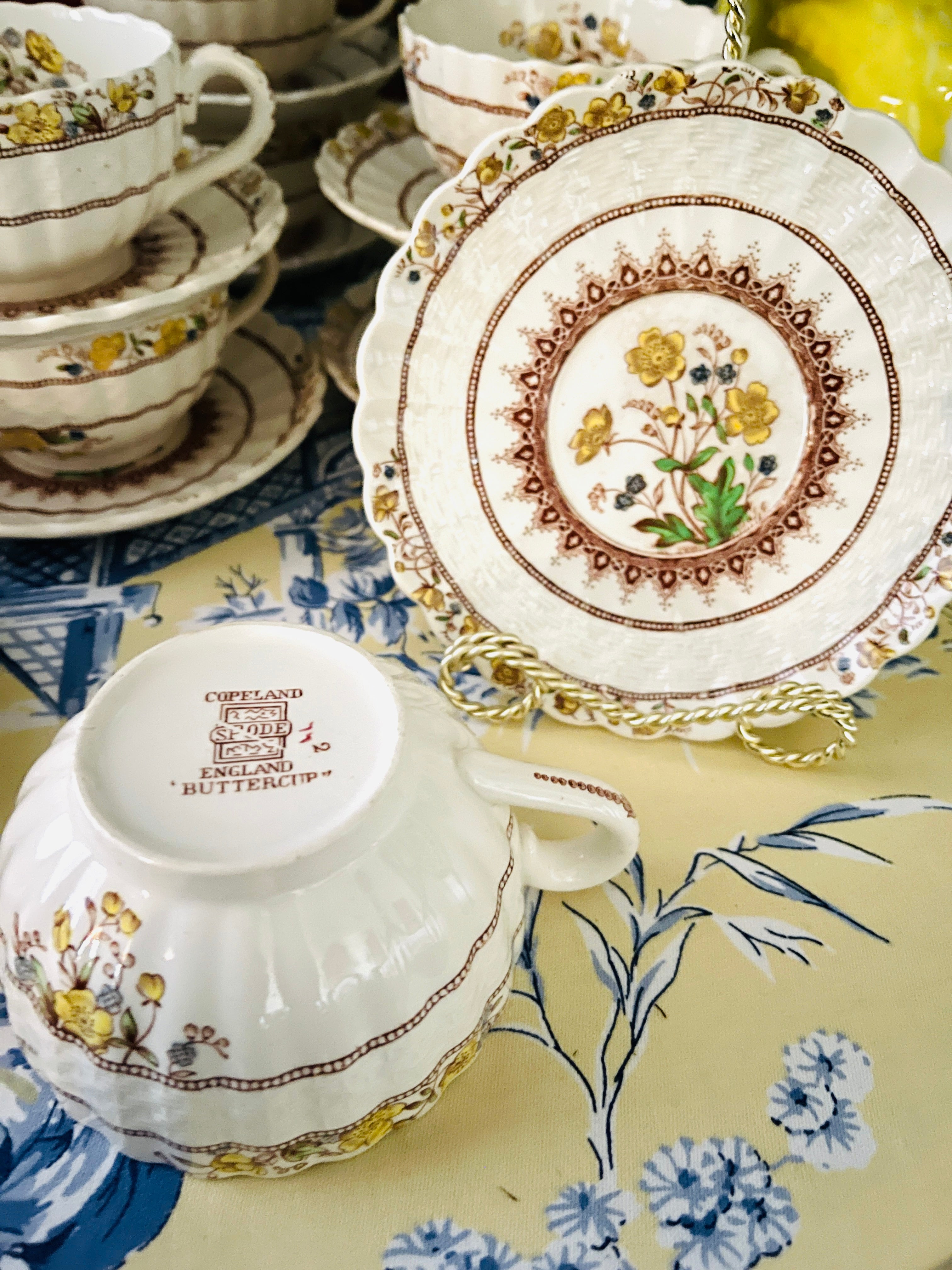 Vintage Copeland Spode Buttercup Cup and Saucer Set-Set includes 6 cups and  6 saucers