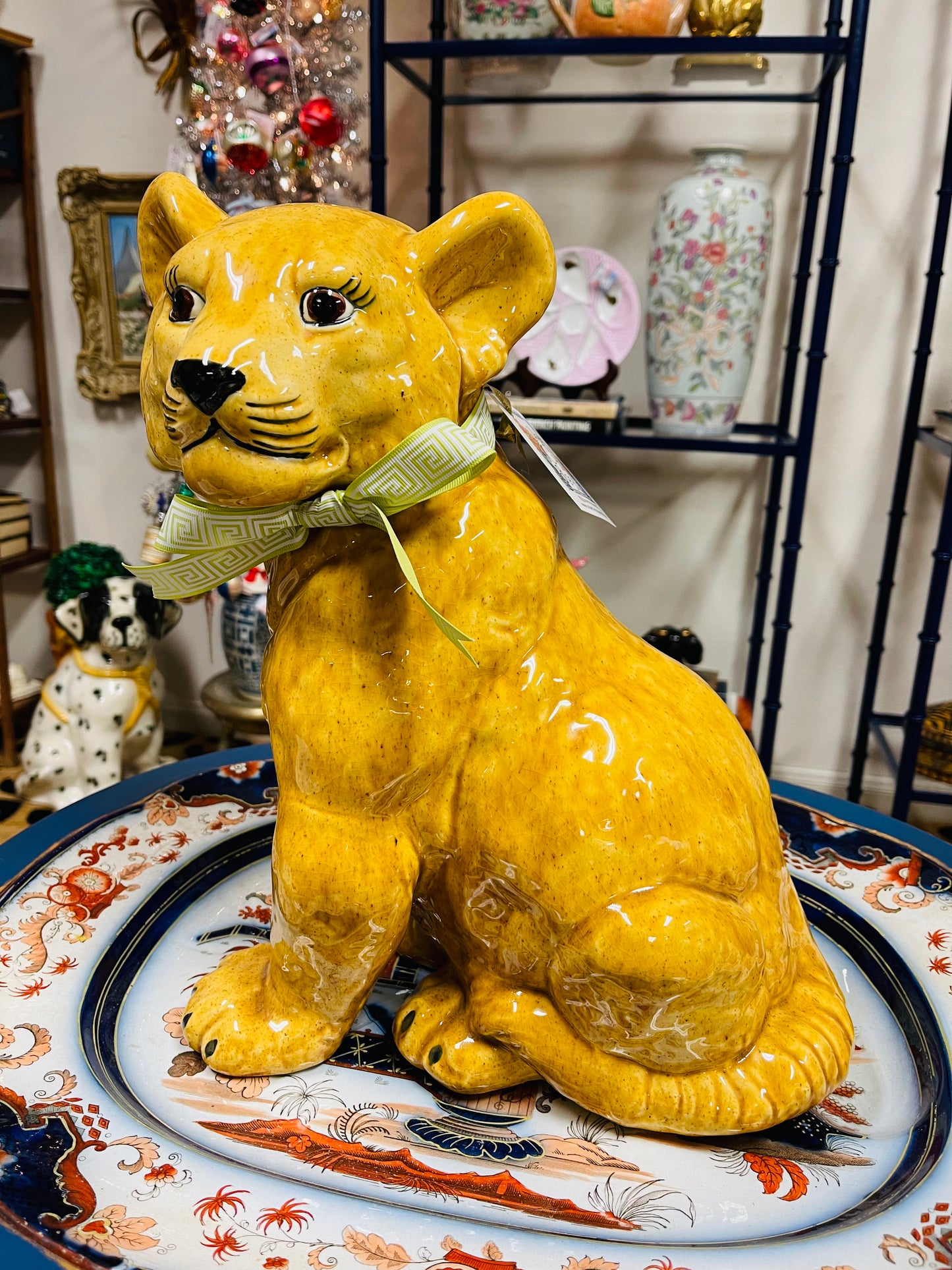 Vintage Lion Cub, Hand Painted, Palm Beach Chic