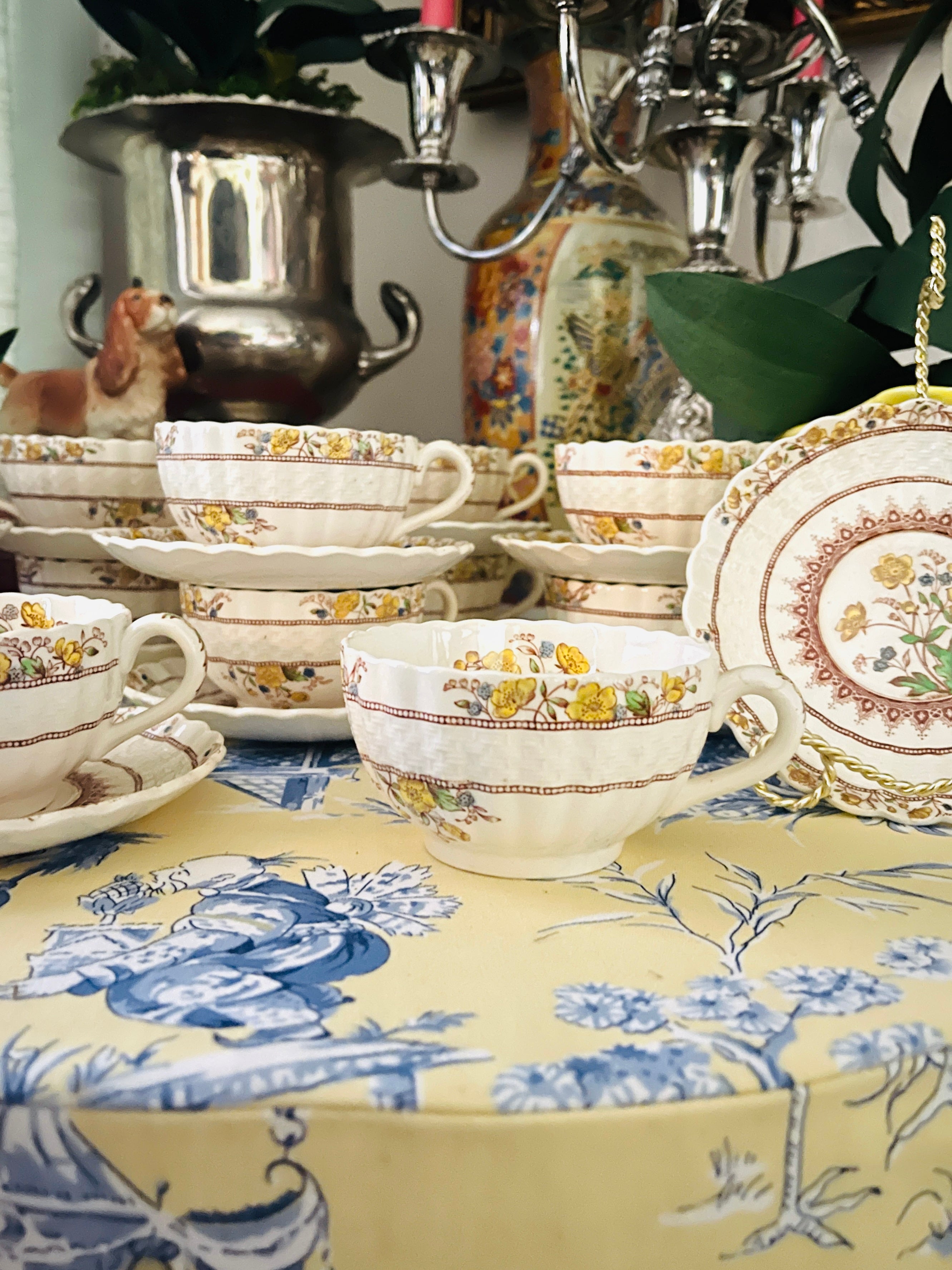 Vintage Copeland Spode Buttercup Cup and Saucer Set-Set includes 6 cups and  6 saucers