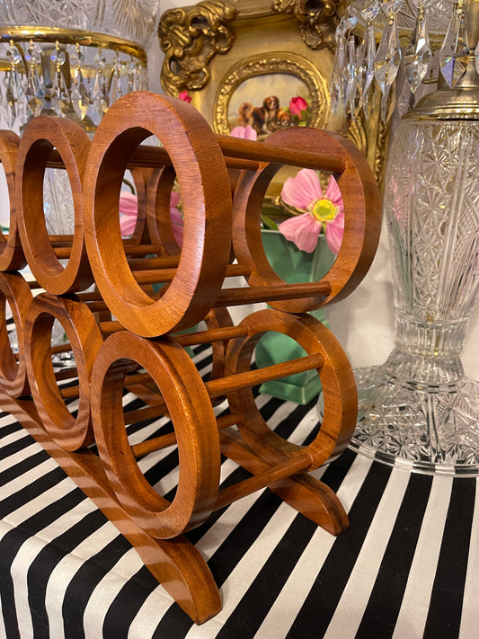 Vintage Mid Century Maple Wine Rack