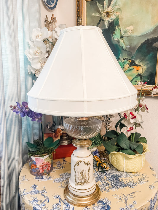 Vintage Chinoiserie Lamp, Hand Painted