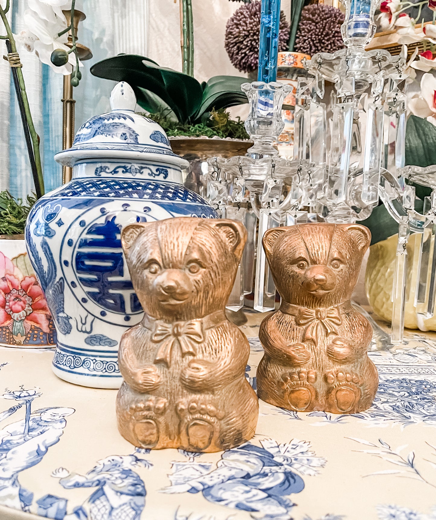 Brass Bear Bookends, Vintage Nursery Decor