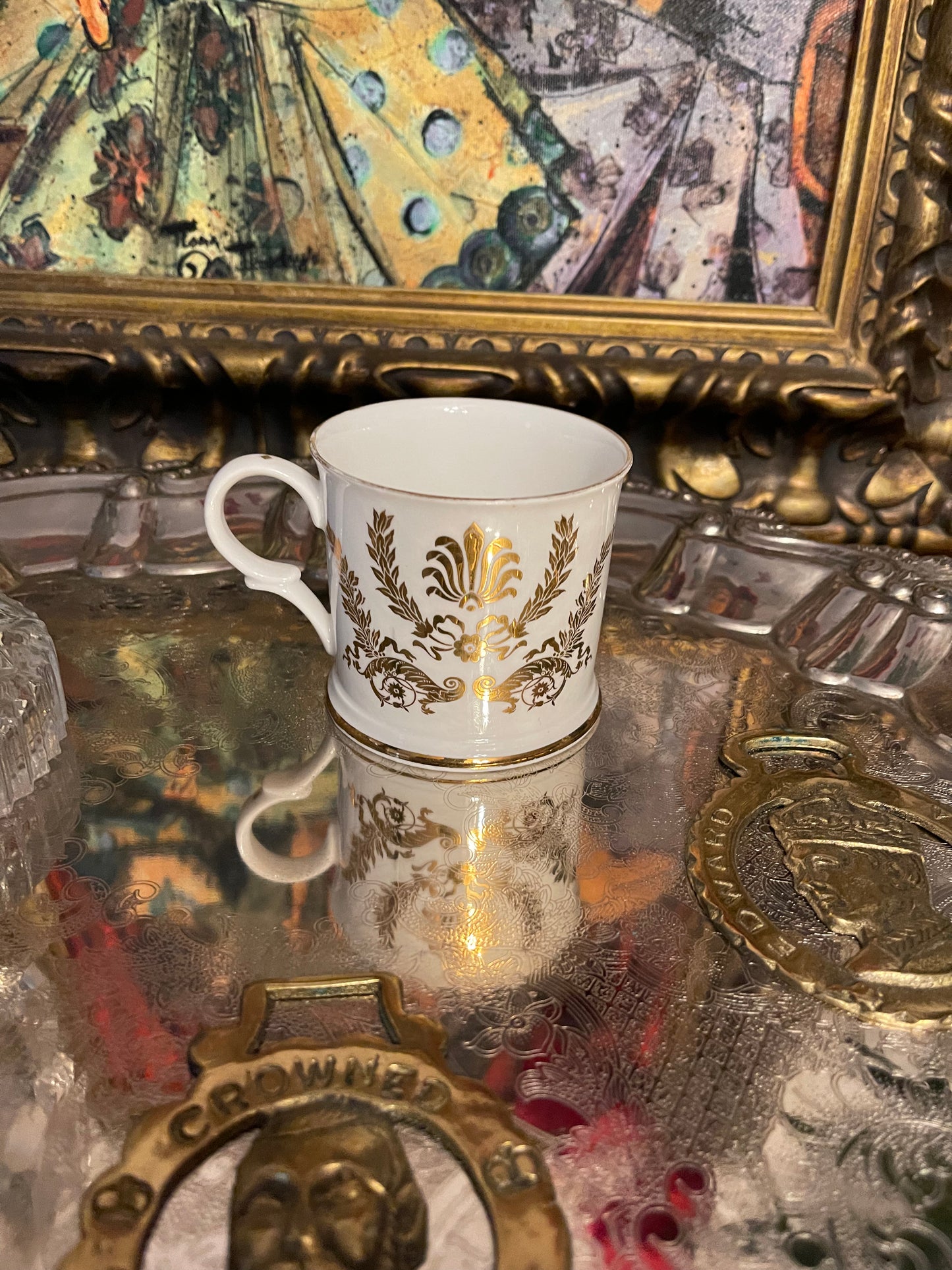 Vintage Buckingham Palace Mug, 1993, White and Gold,