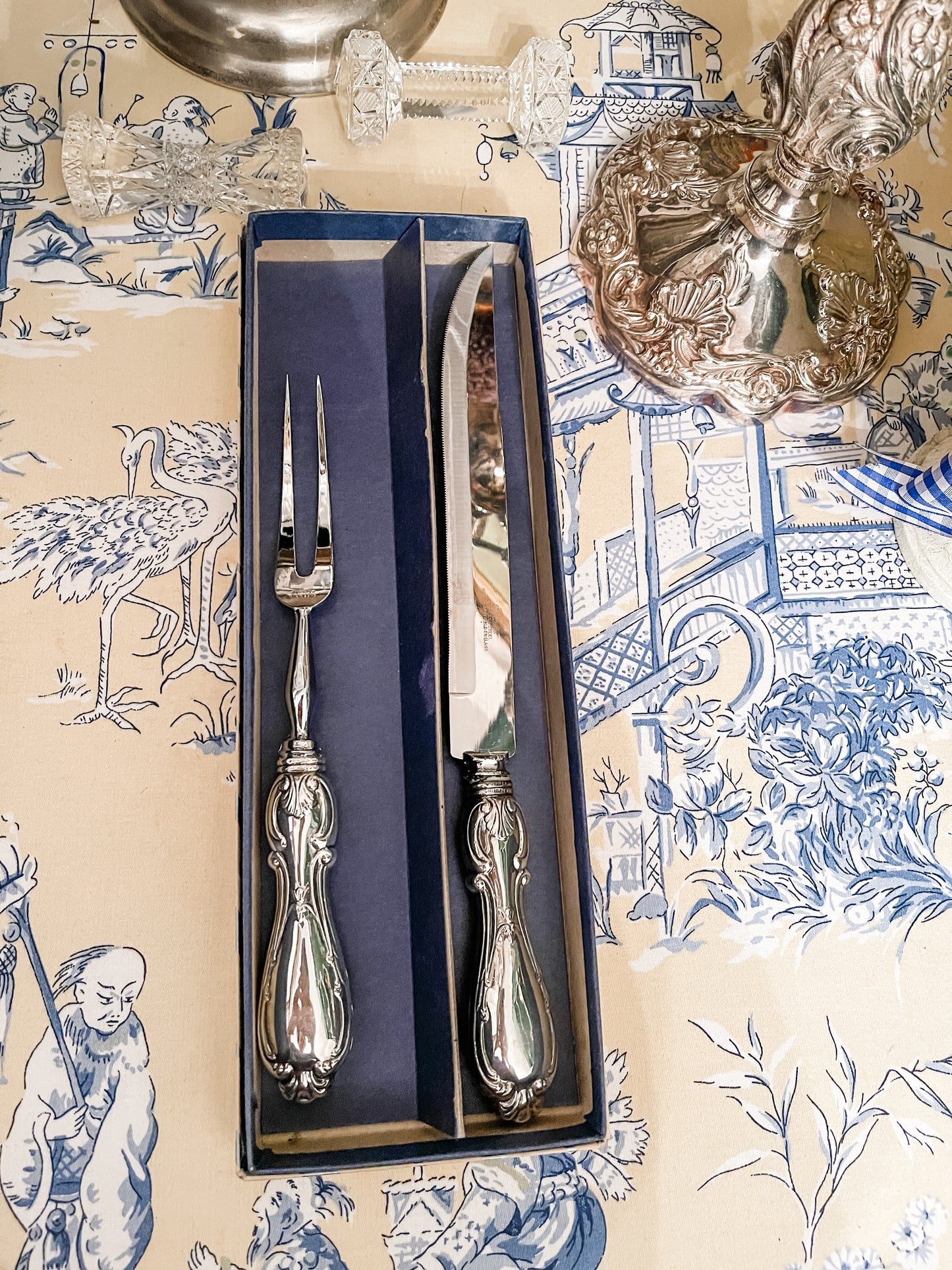 Vintage Sterling Carving Fork and Knife Set, Sheffield, England